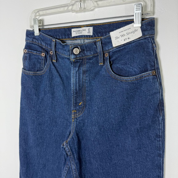 NWT Abercrombie 90s Straight Ultra High Rise Jeans 27 Short Dark Wash Denim - Picture 4 of 13